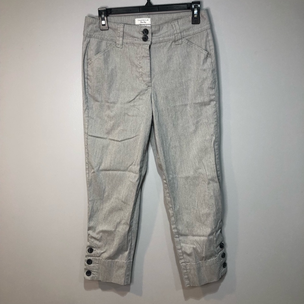 Charter Club Pants Striped Stretch Straight Cropped